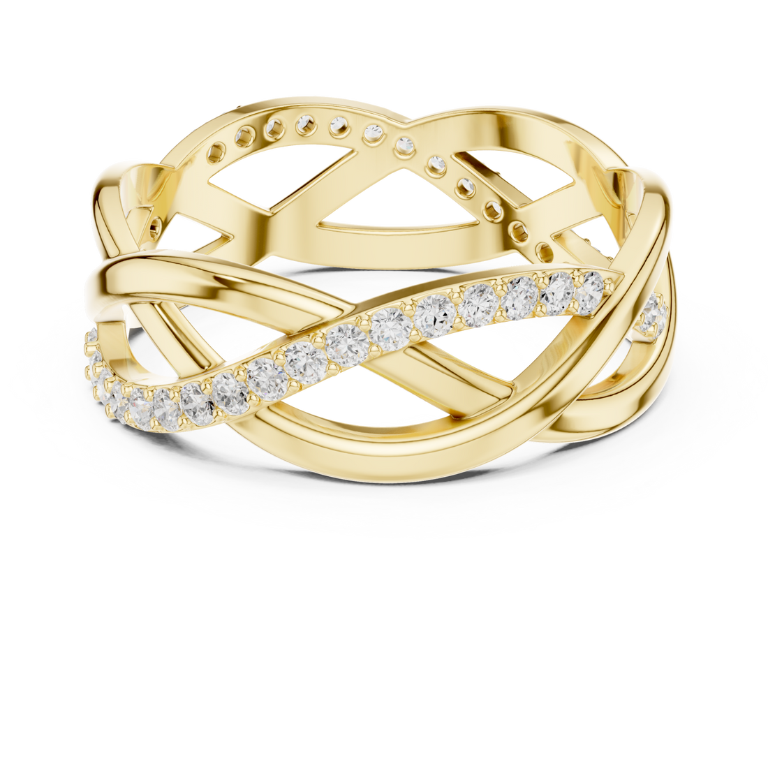 Gold Celestial Embrace Crossover Ring Right View