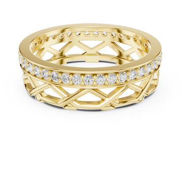  Gold Celestial Embrace Crossover Band Ring Front View