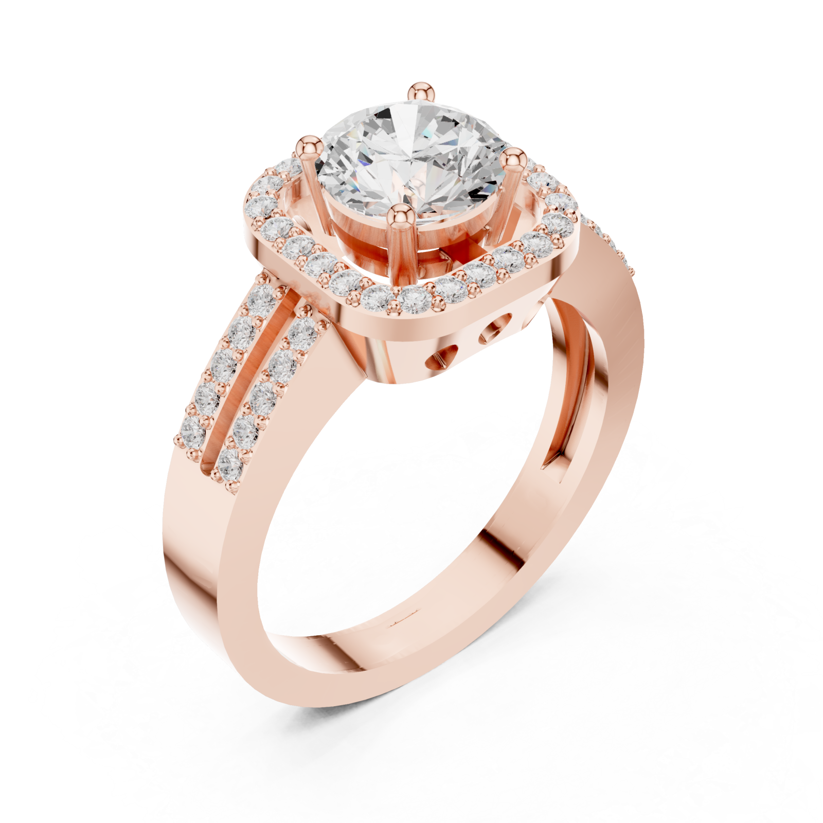  Rose Gold Halo Crest Luxe Ring Right View