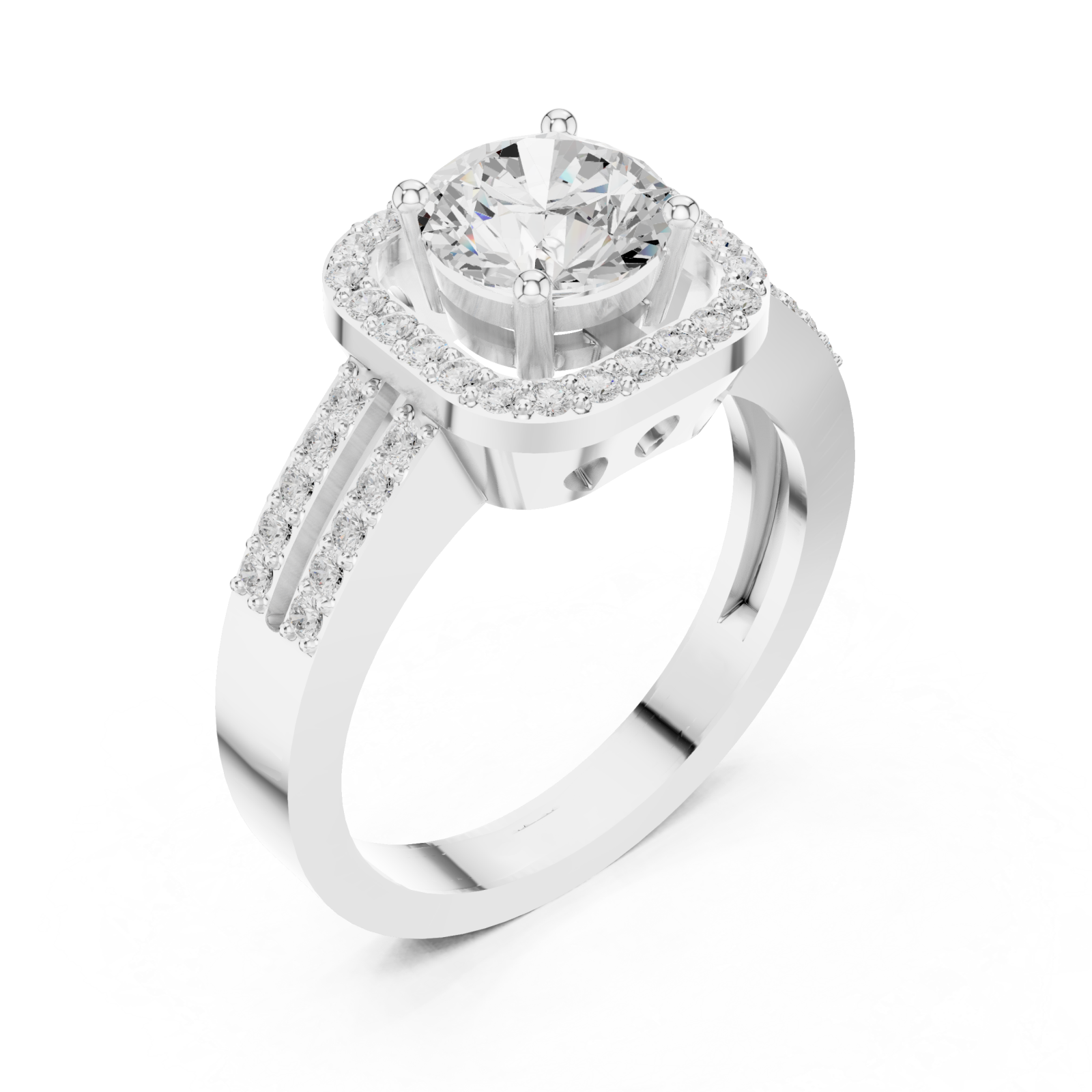  White Gold Halo Crest Luxe Ring Right View
