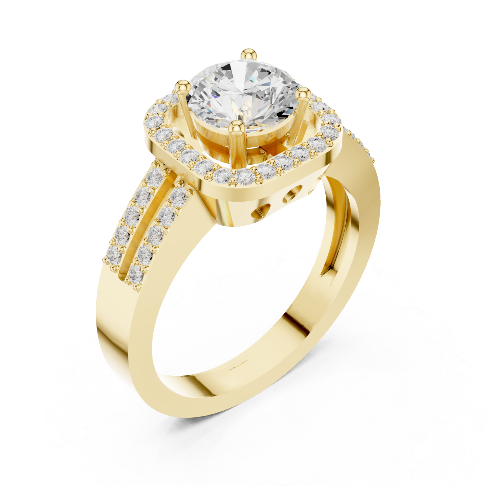 Gold Halo Crest Luxe Ring Right View