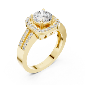 Gold Halo Crest Luxe Ring Right View