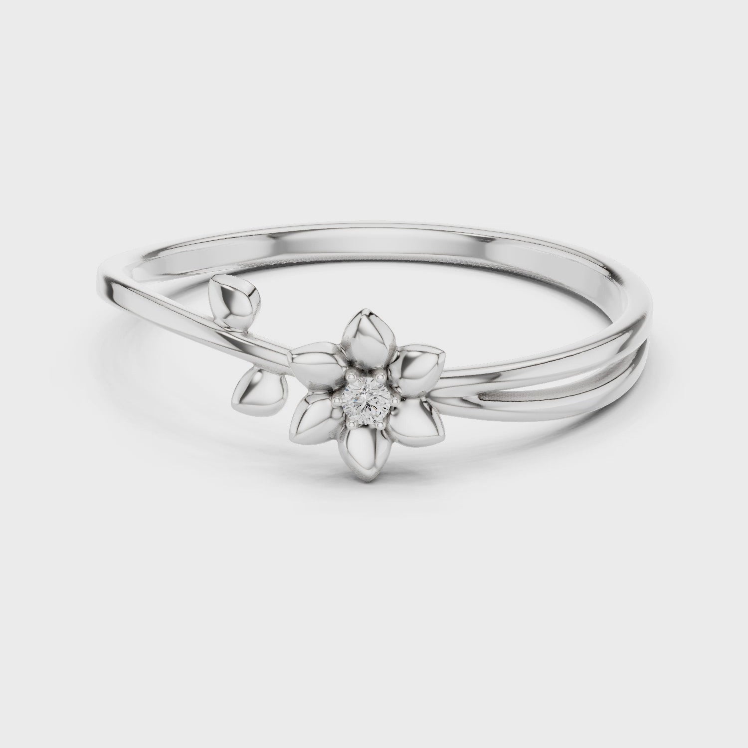 Eternal Petals Adorned Soft Blossom Solitaire Band