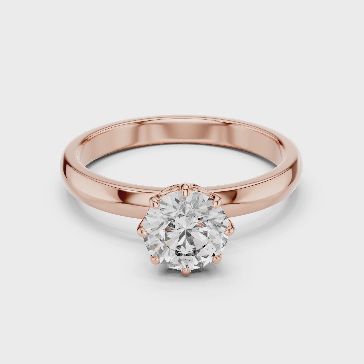 Floral Crest Solitaire Ring