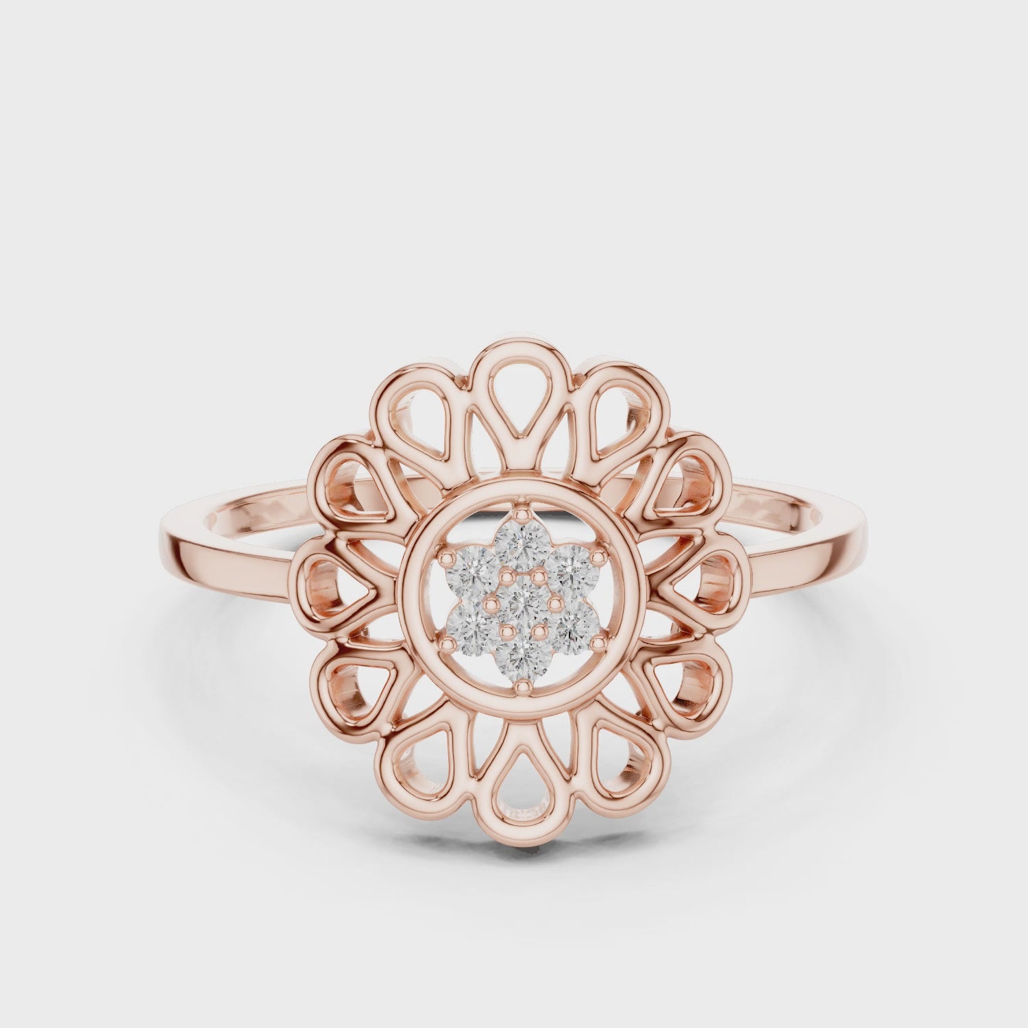 Floral Petal Lattice Ring