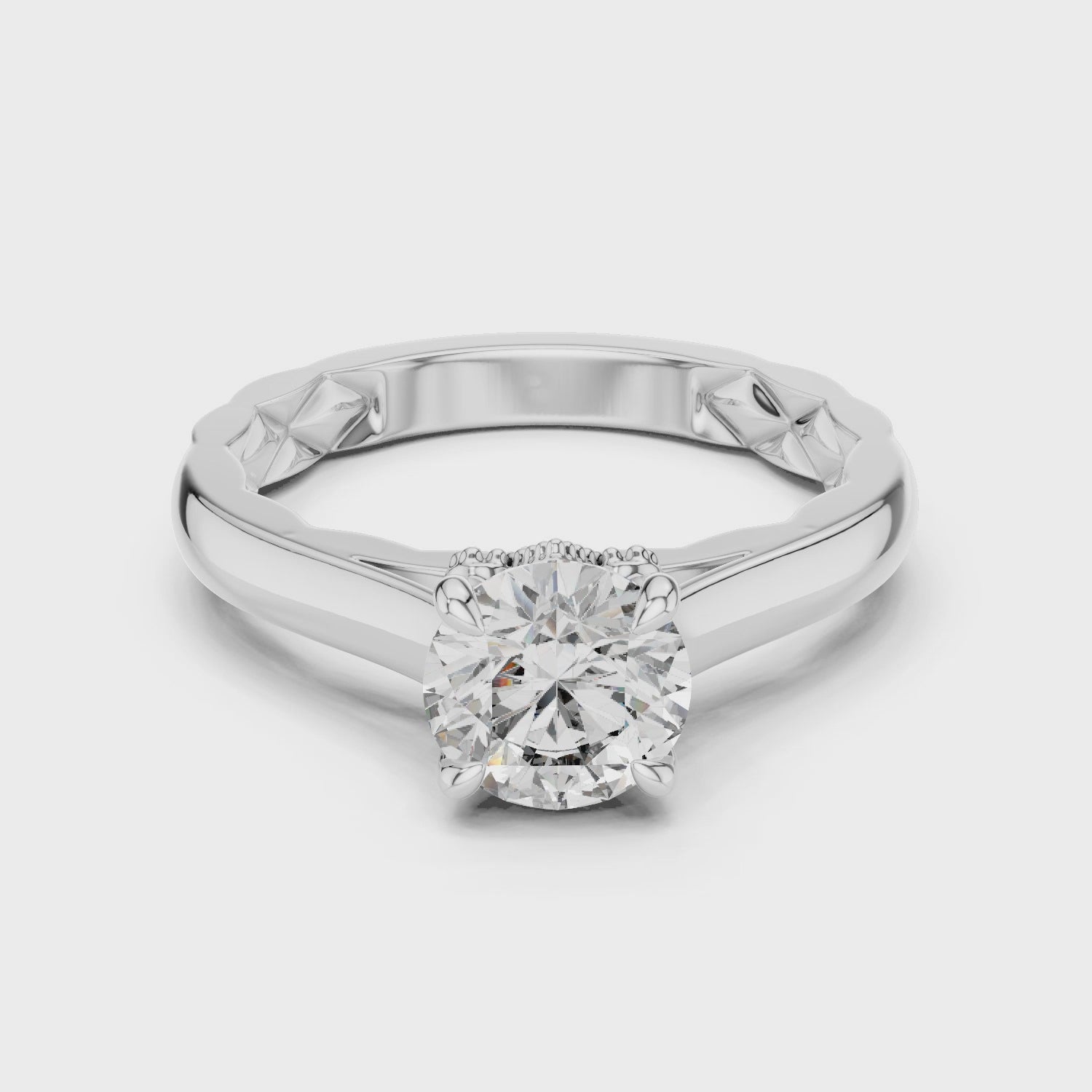 Vivid Harmony Tiled Crown Solitaire Ring