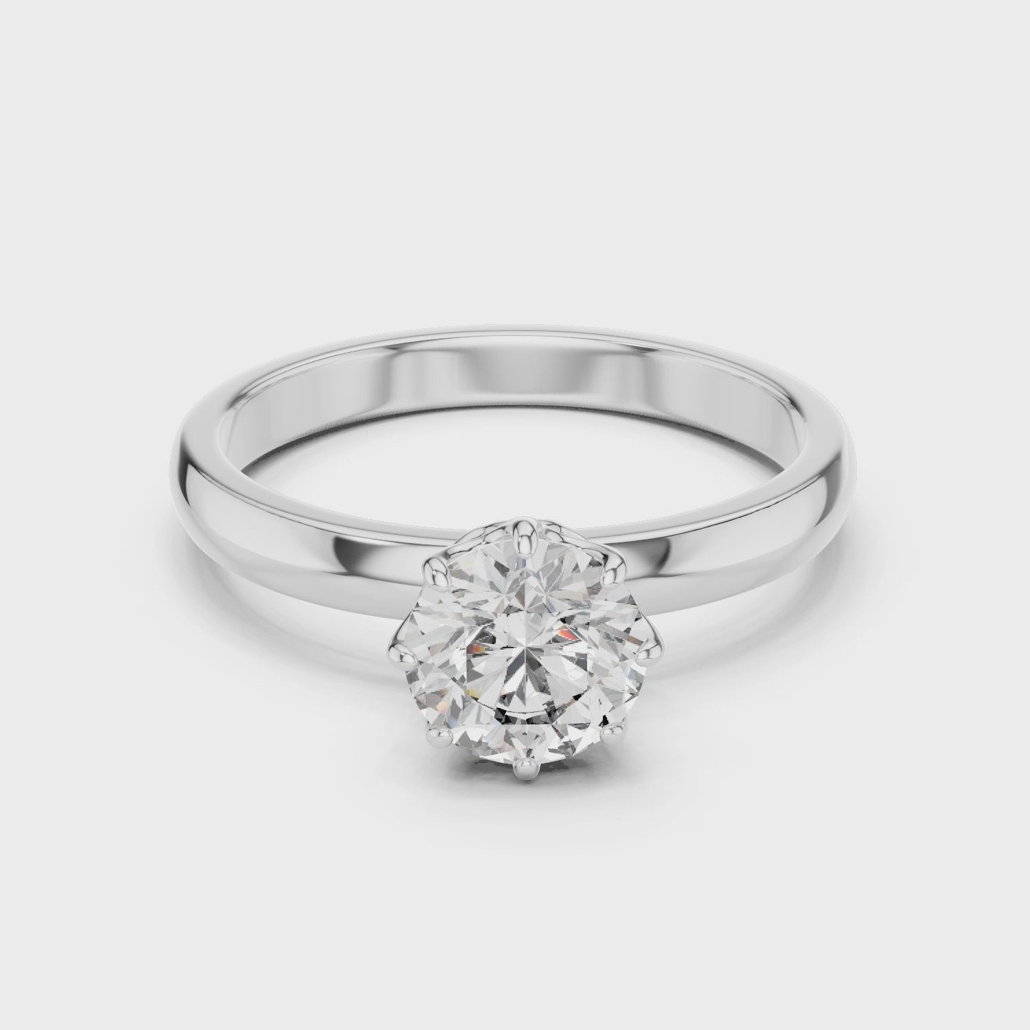 Floral Crest Solitaire Ring