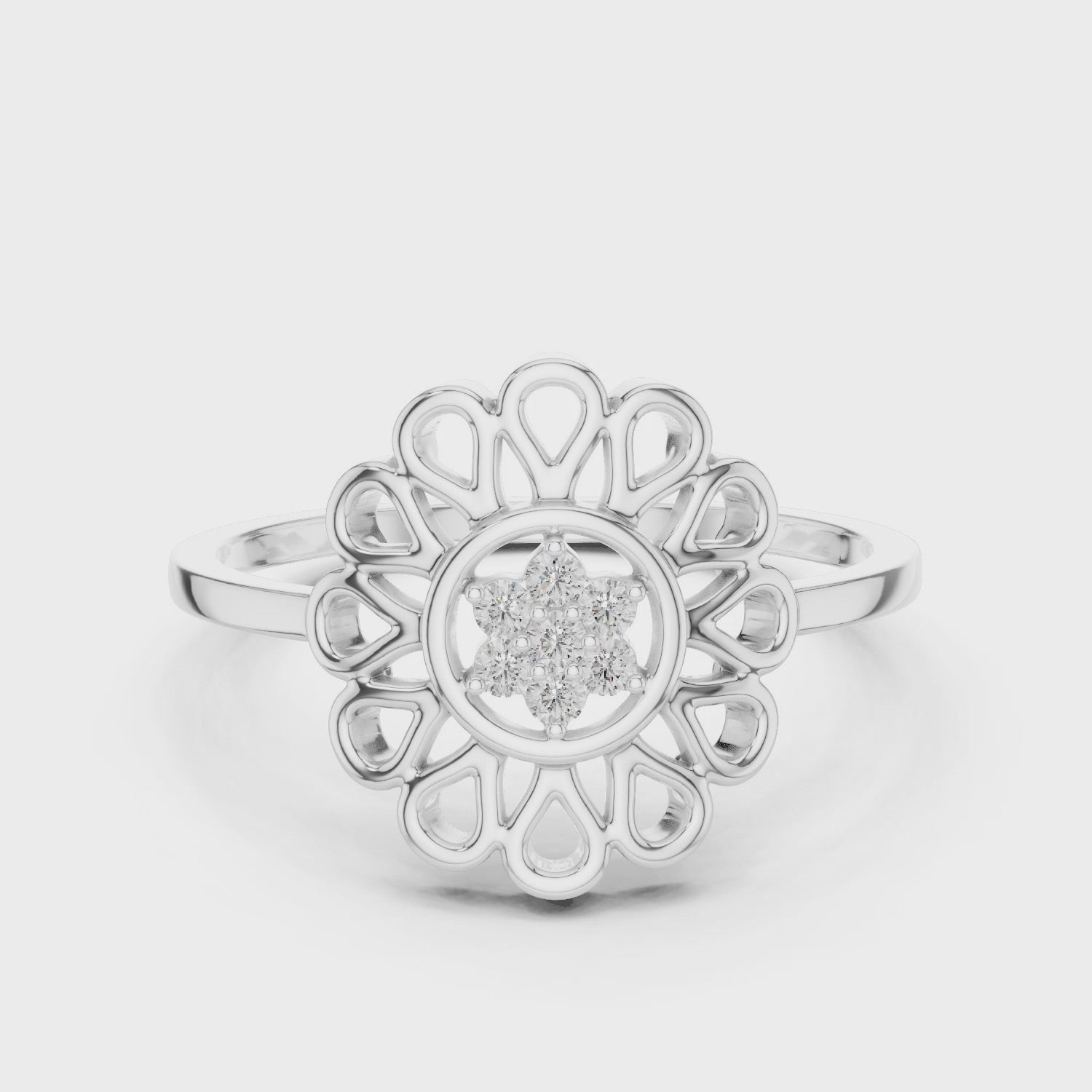Floral Petal Lattice Ring