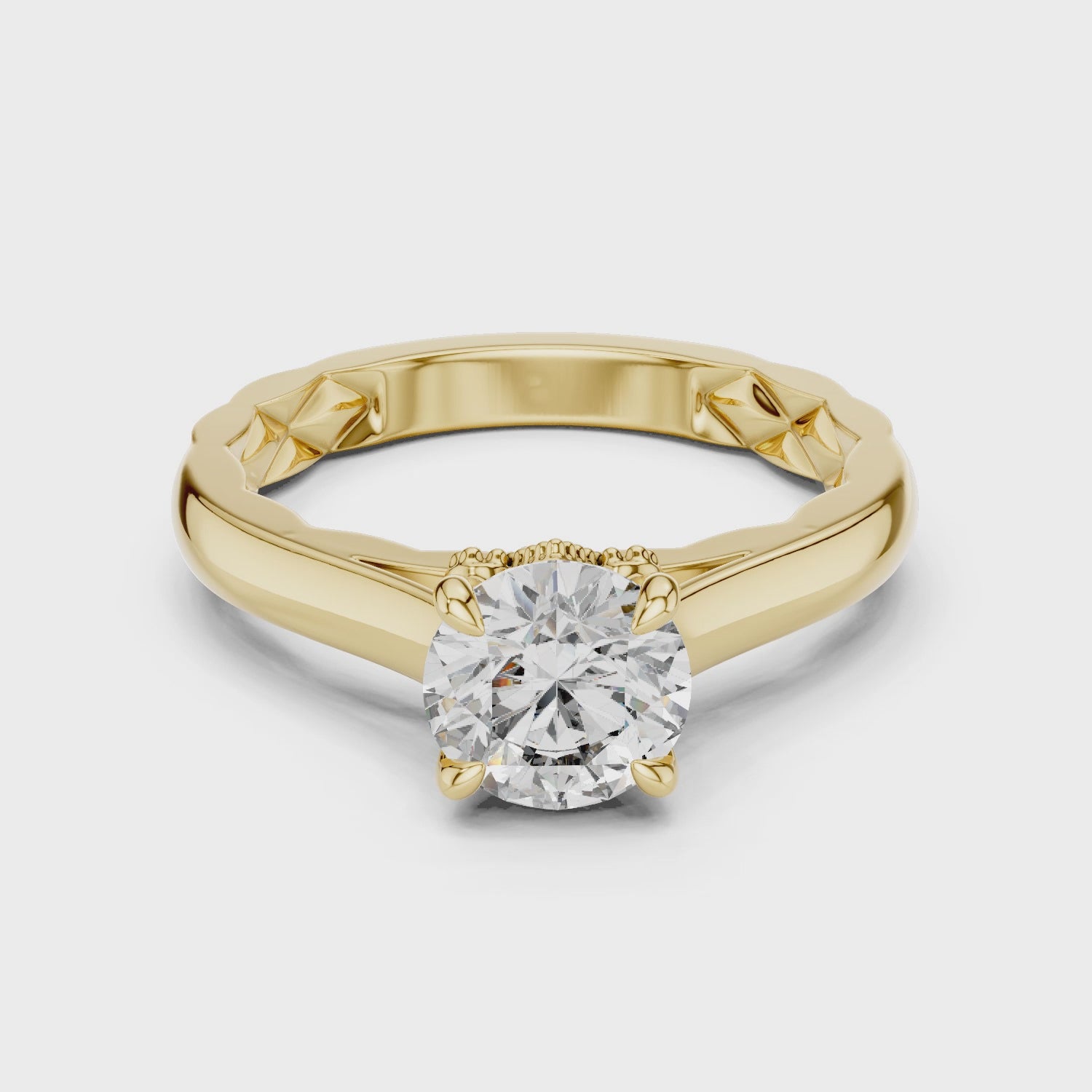 Vivid Harmony Tiled Crown Solitaire Ring