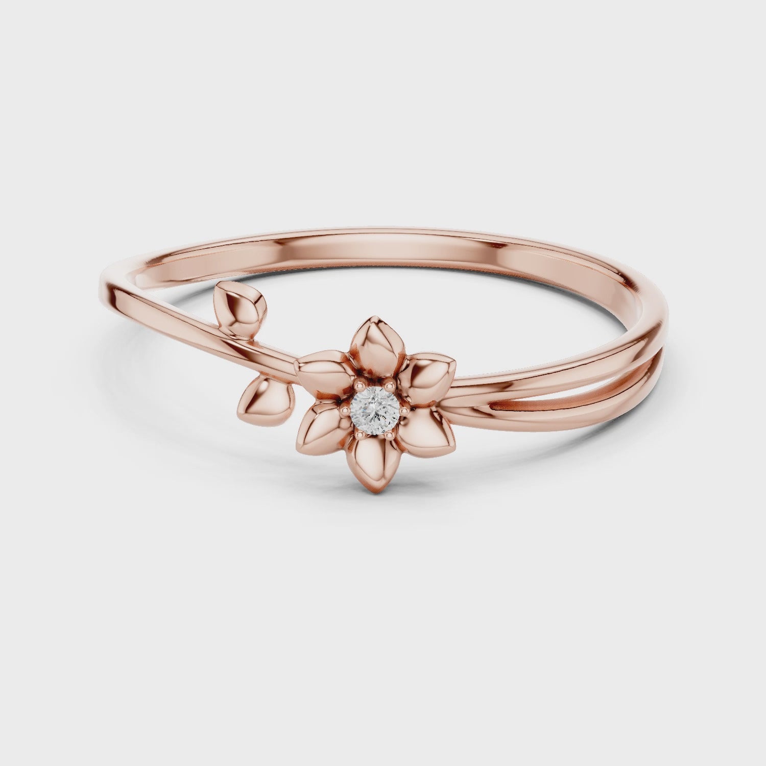 Eternal Petals Adorned Soft Blossom Solitaire Band