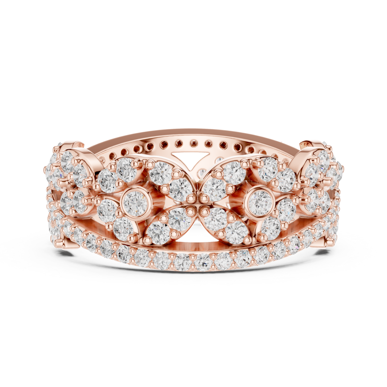  Rose Gold Petal Embrace Symphony Statement Ring Side View