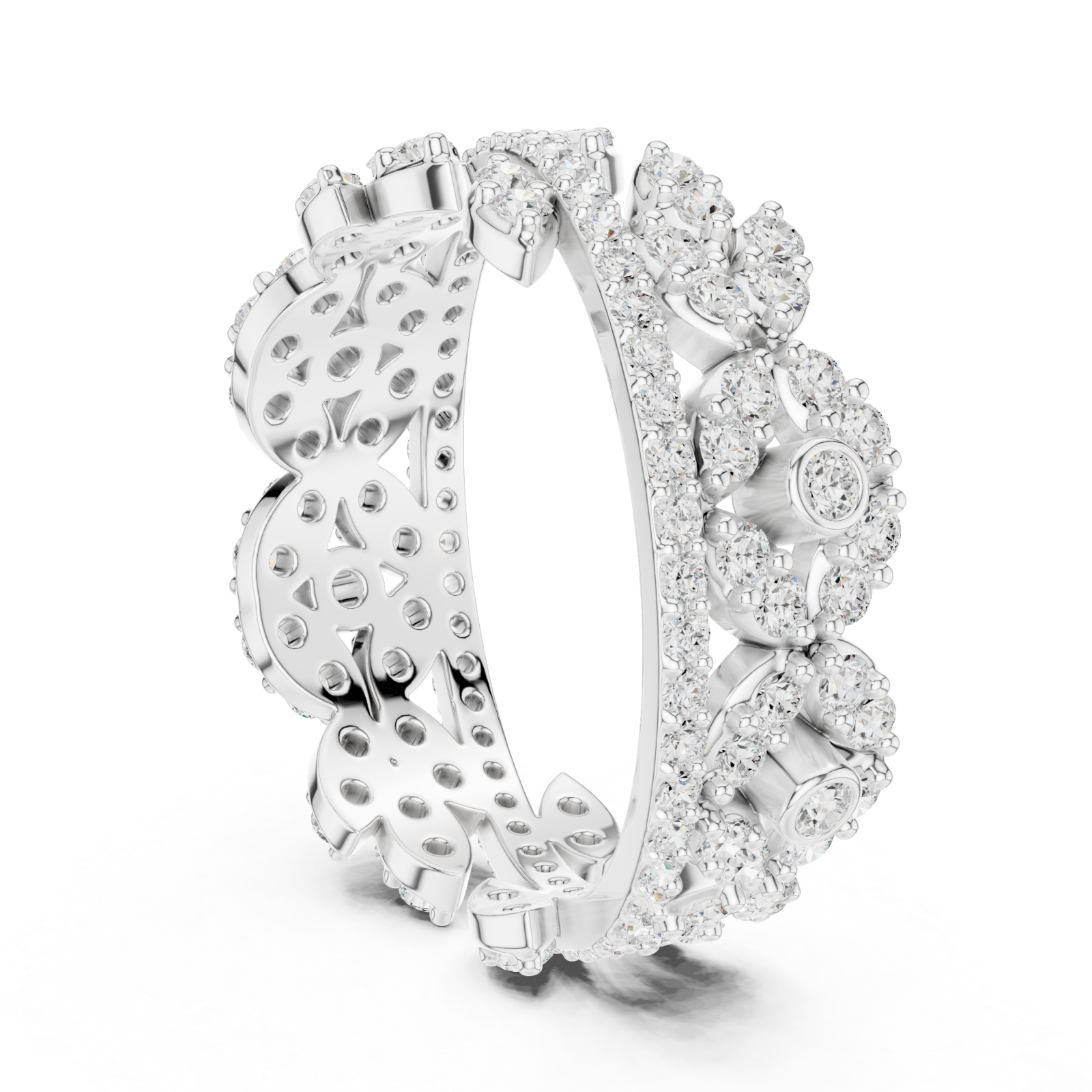  White Gold Petal Embrace Symphony Statement Ring Left View