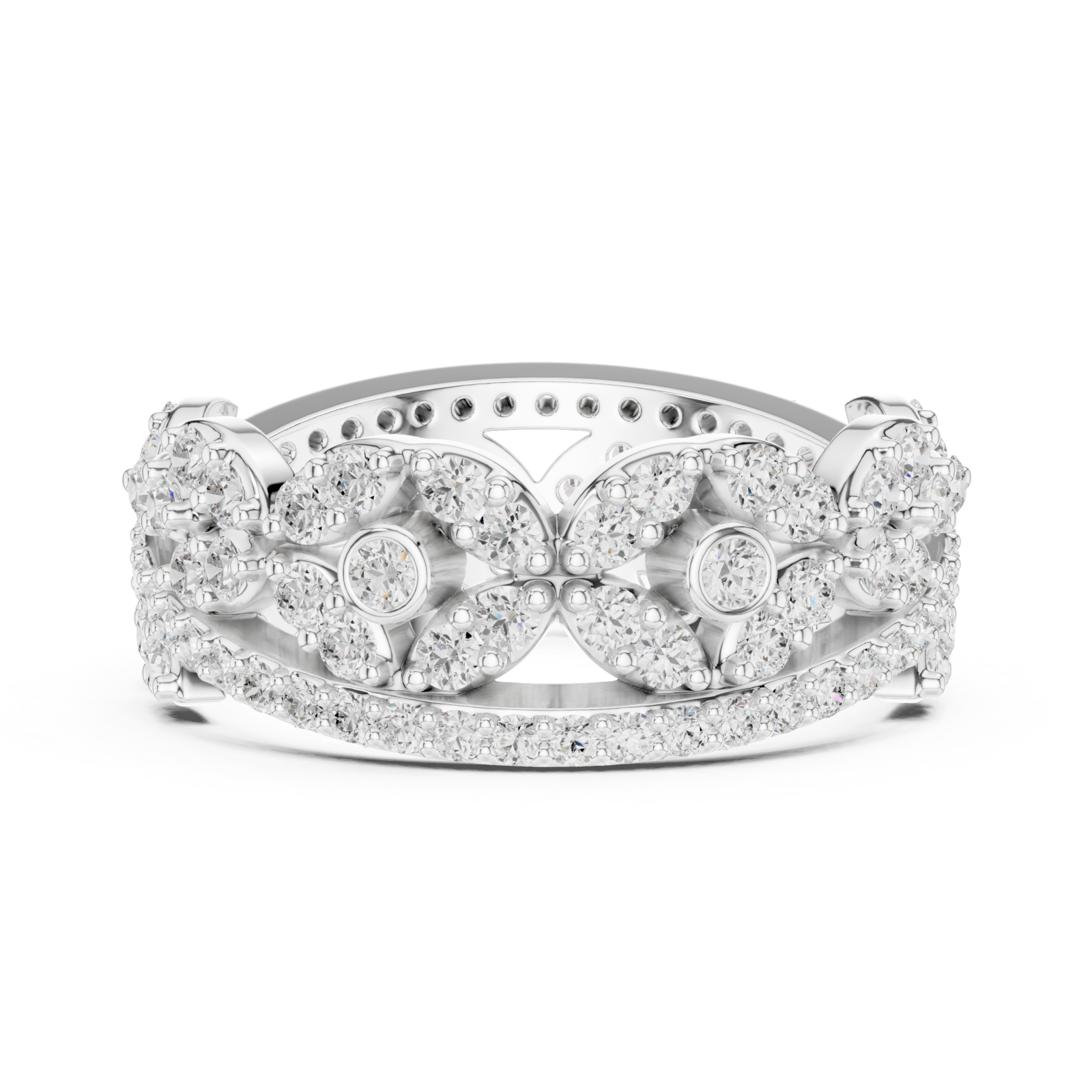  White Gold Petal Embrace Symphony Statement Ring Side View