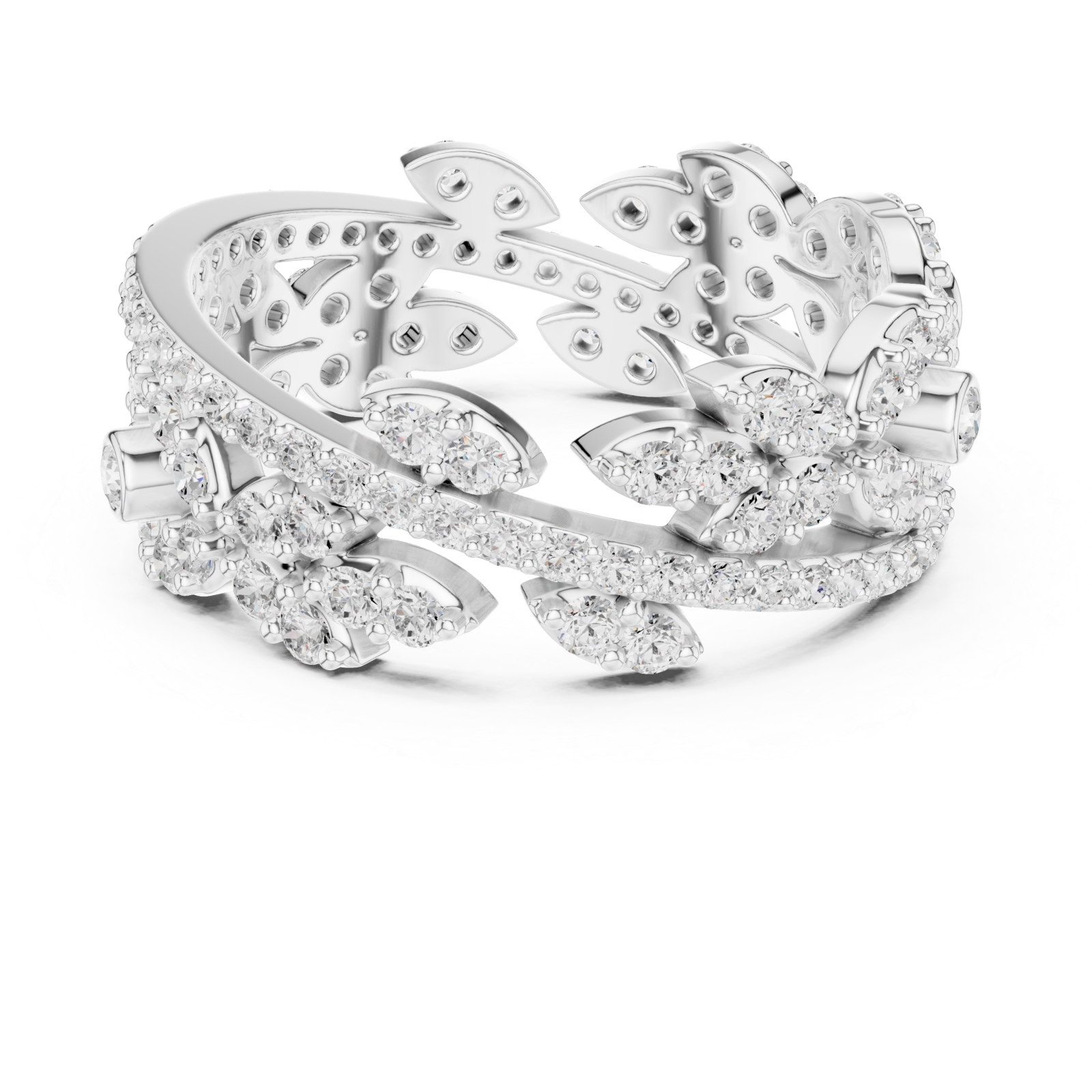  White Gold Petal Embrace Symphony Statement Ring Front View